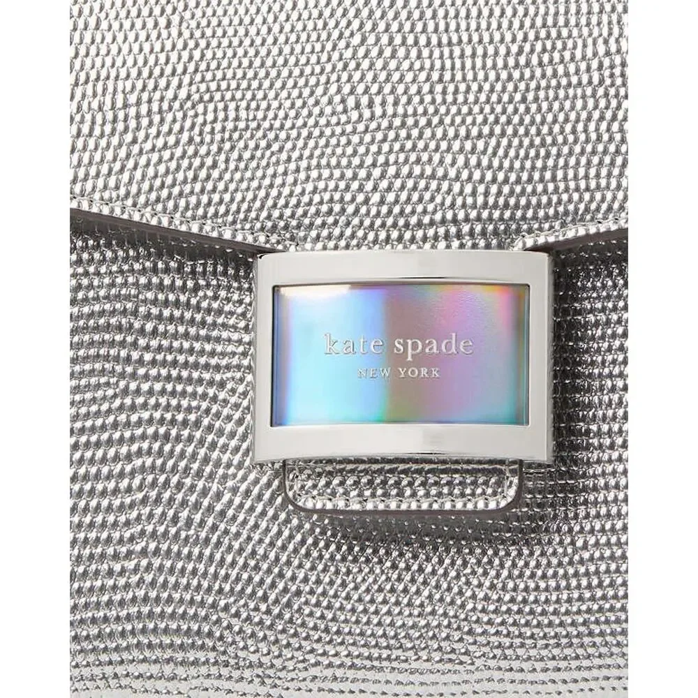 Kate Spade KF354 Katy Lizard Embossed Leather Small Top Handle Satchel Silver
